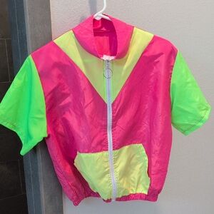 Neon Pink and Green Windbreaker Jacket